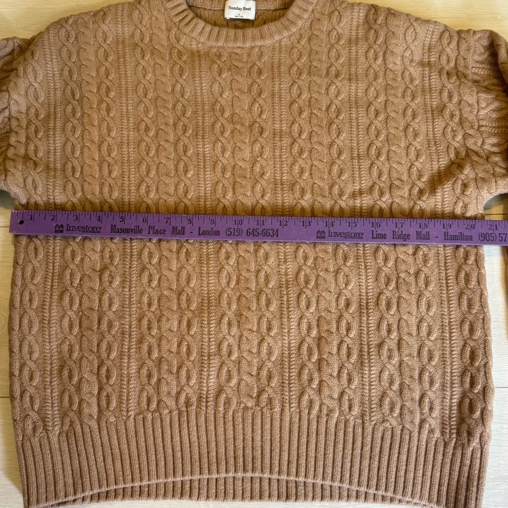 Aritzia Sunday Best Boxy Cable Knit Sweater Wool Blend - Picture 4 of 7